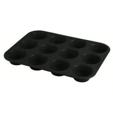 12 csészés muffin sütőforma, matt fekete (NEW) (BH/7950)