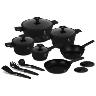 15 részes edénykészlet, Matte Black Collection (NEW) (BH/8198)
