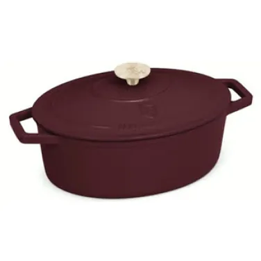 Ovális öntöttvas pecsenyesütő, 30 cm, bordó (NEW) (BH/6543)