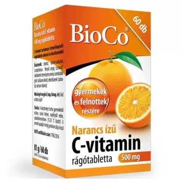 Bioco narancs ízű c-vitamin 500mg rágótabletta 60 db