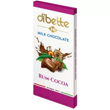 kakaós rum ízű krémmel töltött tejcsokoládé fruktózzal 80 g