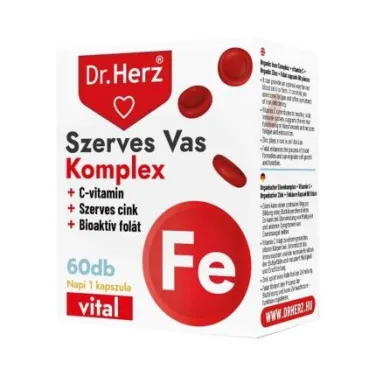 szerves vas komplex+c-vitamin+szerves cink+folát kapszula 60db