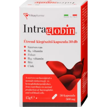 Intraglobin szerves vasat tartalmazó étrend-kiegészítő kapszula 30 db