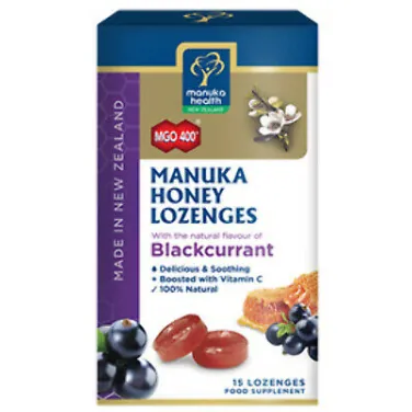 Manuka mgo™ 400+ mézes cukorka fekete ribizli ízzesítéssel 65g