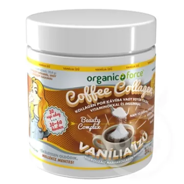 Organic force kávé kollagén por kávéba vagy egyéb italba vitaminokkal és inulinnal vanília 318 g
