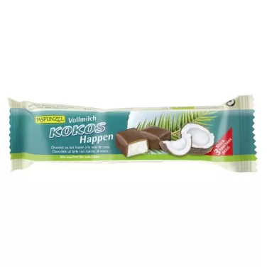 bio kókuszkockák tejcsokoládé bevonattal 50 g